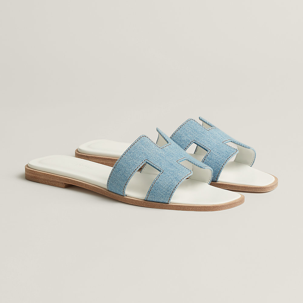 Sandales Hermès Oran Rares En Cuir Epsom Bleu Turquoise Vibrant - Taille 42 (US 11) - Occasion